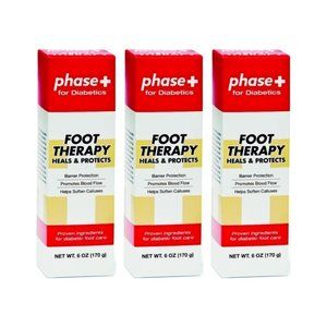 Qty (3) Phase Plus Foot Therapy Barrier Cream Lotion Formulated For Diabetics